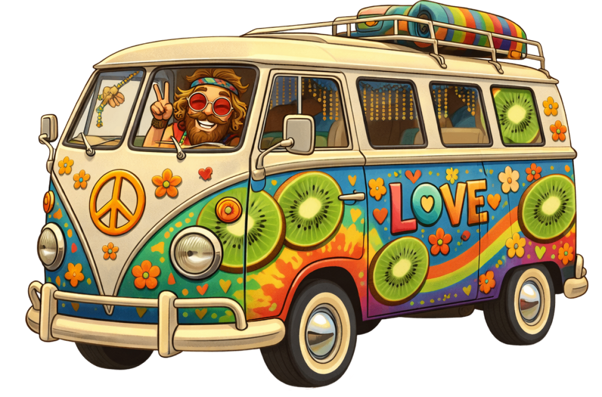 Kiwi Kevin psychedelic bus